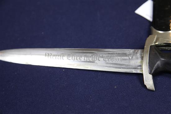 A Third Reich SS dagger with hanger, 15in.